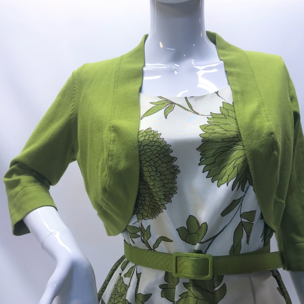 Jessica Howard Green Floral Dress w/ Shrug & Belt